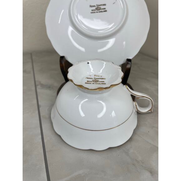 Pink Royal Stafford Teacup and Saucer, Antique Tea Cups Vintage Floral - Picture 7 of 13